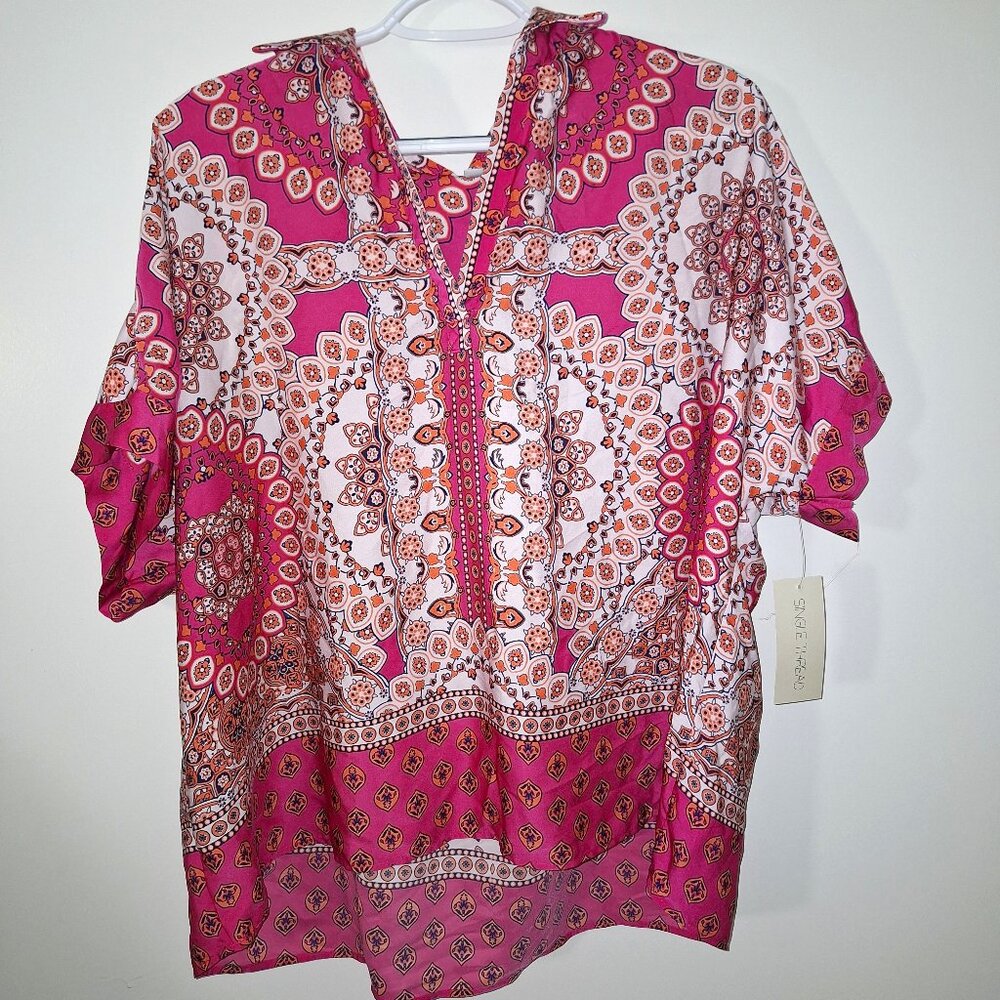 Single Thread Pink Boho XL Women's Blouse